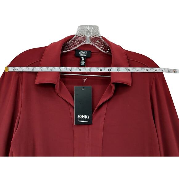 Jones New York Long Sleeve Women Blouse Shirt Size Small ~ Burgundy - Picture 4 of 10